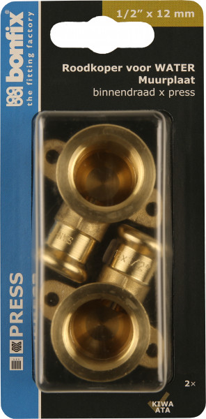 Bonfix Muurplaat 1/2 x 12 - lange binnendraad x press - (m-profiel)