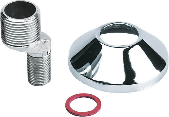 Raccord de connexion sanitaire Bonfix, raccord en S décalé de 17,5 mm (3/4 x 3/8) - avec rosace chromée et bague en fibre