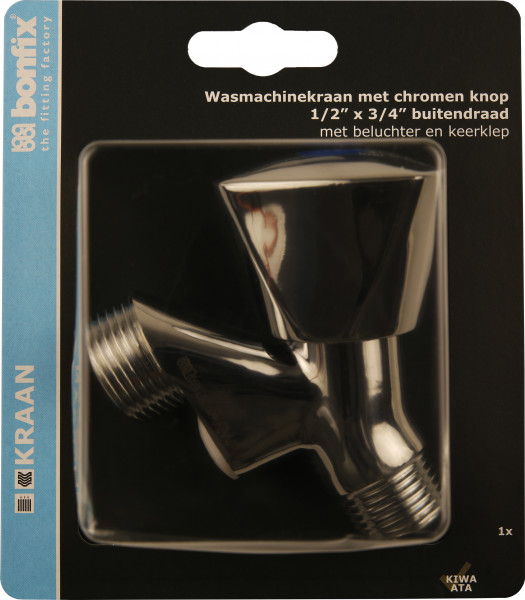 Bonfix Beluchterkraan  - met keerklep 1/2 x 3/4 - met verchroomde knop