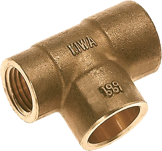 Bonfix Laiton soldeerfitting Raccord en T 12 x 12 x 1/4 - capillair x capillair x filetage femelle