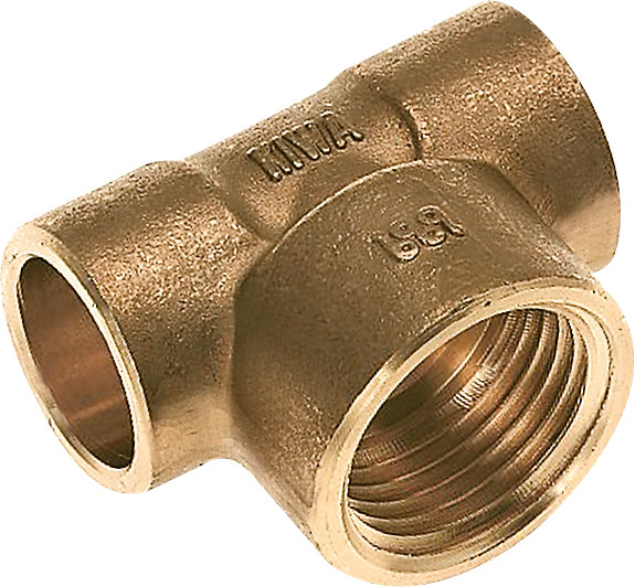 Bonfix Laiton soldeerfitting Raccord en T 22 x 1/2" x 22 - capillair x filetage femelle x capillair