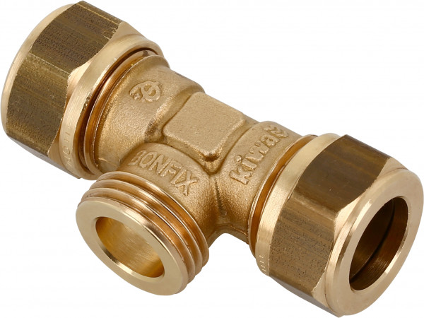 Bonfix Laiton raccord à sertir T-raccord 15 x 1/2 x 15 - knel x filetage mâle (vlak) x knel