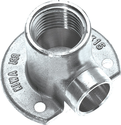 Bonfix Laiton soldeerfitting Muurplaat - laag 1/2 x 15 - filetage femelle x capillair - Vernikkeld