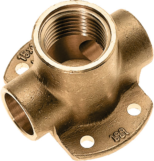 Bonfix Messing soldeerfitting Muurplaat dubbel - laag 15 x 1/2 x 15 - capillair x binnendraad x capillair