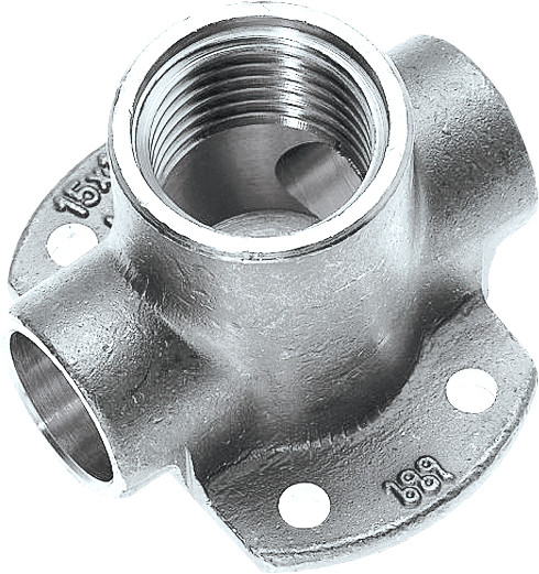 Bonfix Laiton soldeerfitting Muurplaat dubbel - laag 15 x 1/2 x 15 - capillair x filetage femelle x capillair - Vernikkeld