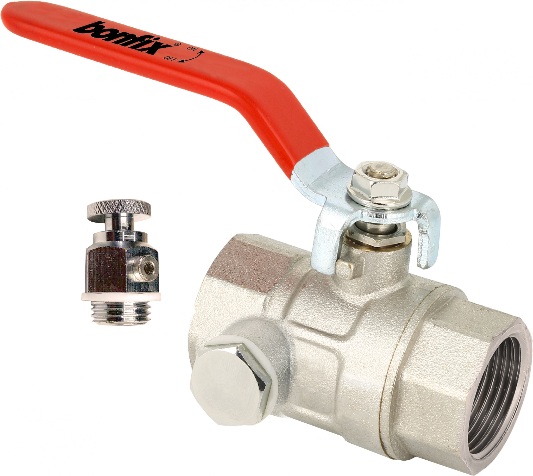 Bonfix Kogelkraan - met aftapgelegenheid - 1-1/2" binnendraad PN30 afbeelding