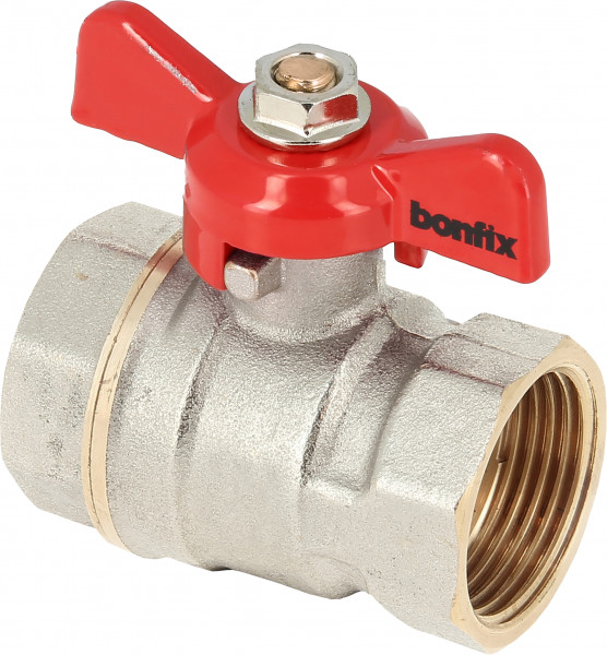Bonfix Kogelkraan/schuifafsluiter - Rode vlindergreep bediening - drukklasse PN25 1-1/4" - 2 x binnendraad