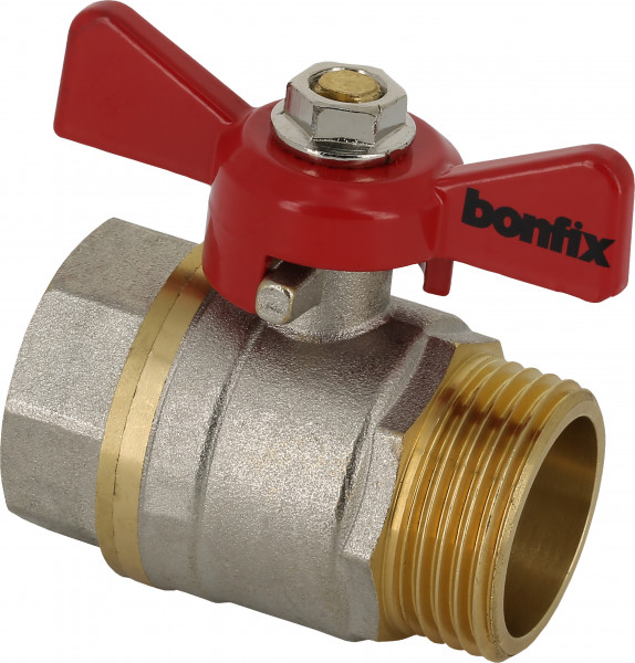 Bonfix Robinet à boisseau sphérique/vanne à guillotine - Rode vlindergreep bediening - drukklasse PN25 / PN30 1 PN30 - filetage femelle x filetage mâle