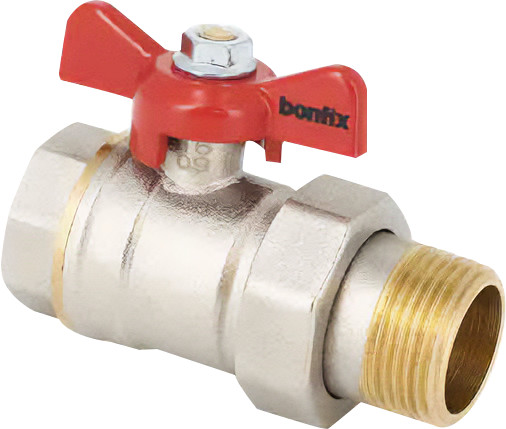 Bonfix Robinet à boisseau sphérique/vanne à guillotine - Rode vlindergreep bediening 1/2 - filetage femelle x raccord filetage mâle