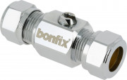 Robinet d'arrêt à bille Bonfix pour lavabo d'angle - chromé - Bouton de commande chromé 15 x 10 - 2 raccords à compression
