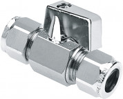 Robinet d'arrêt à bille Bonfix pour lavabo d'angle - chromé - Bouton de commande chromé 15 x 10 - 2 raccords à compression