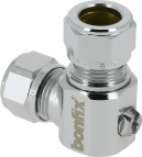 Robinet d'arrêt à bille Bonfix pour lavabo d'angle - chromé - Bouton de commande chromé 15 x 10 - 2 raccords à compression