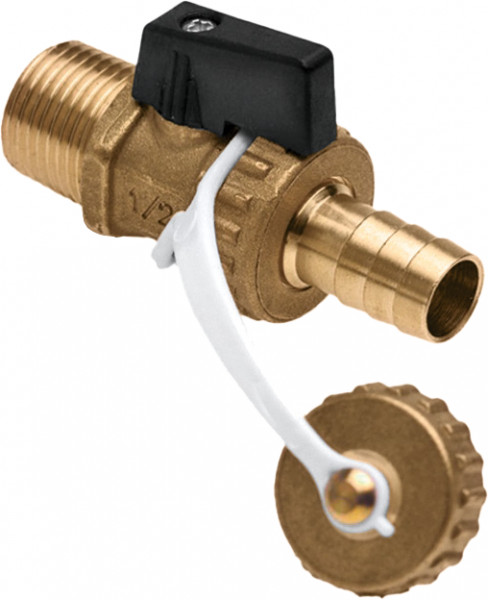 Robinet de remplissage et de vidange Bonfix Ball 1/2" - avec bouton noir