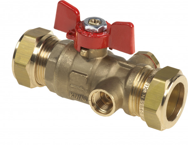 Bonfix Stopkraan in kogeluitvoering Avec possibilité de purge - en vlinder hendel 22 - 2 x knel