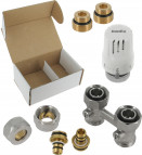 KIT angle H valve+thermostatic head+adapters 16/12+1\2"x3\4"