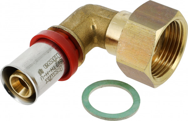 Bonfix Alu-pers fitting 2-delige kniekoppeling - met losse klingerit ring 3/4 x 16 - binnendraad x a