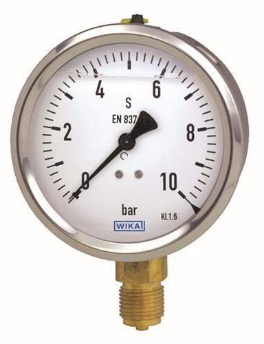 Glycerine Manometer 63mm Onder Aansluiting 0-6 Bar - Inox/Laiton