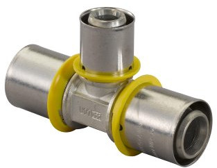 Uponor - MLC-G gas pers T-stuk - verlopend - pers x pers x pers