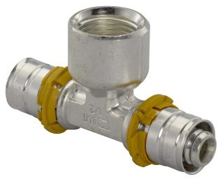 Uponor S-Press pers schroef T-stuk met binnendraad - pers x binnendraad x pers - 50mm x 1" x 50mm afbeelding