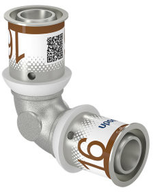 Uponor S-Press Plus bocht 90° - pers x pers - 16mm x 16mm - messing - Kiwa