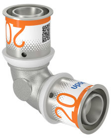 Uponor S-Press Plus bocht 90° - pers x pers - 20mm x 20mm - messing - Kiwa