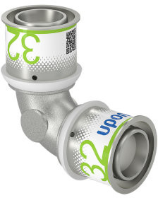 Uponor S-Press Plus bocht 90° - pers x pers - 32mm x 32mm - messing - Kiwa