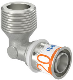 Uponor S-Press Plus draad knie 90° - buitendraad x pers - 3/4" x 20mm - messing - Kiwa