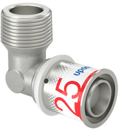 Uponor S-Press Plus draad coude 90° - filetage mâle x pers - 3/4" x 25mm - laiton - Kiwa