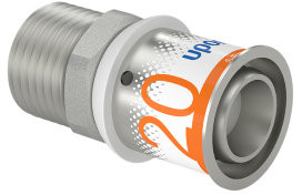 Uponor S-Press Plus draad koppeling - buitendraad x pers - 1/2" x 20mm - messing - Kiwa