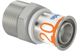 Uponor S-Press Plus draad koppeling - buitendraad x pers - 3/4" x 20mm - messing - Kiwa