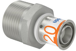 Uponor S-Press Plus draad raccord - filetage mâle x pers - 1" x 20mm - laiton - Kiwa