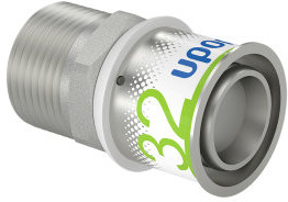 Uponor S-Press Plus draad raccord - filetage mâle x pers - 1" x 32mm - laiton - Kiwa