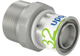 Uponor S-Press Plus draad raccord - filetage mâle x pers - 1-1/4" x 32mm - laiton - Kiwa
