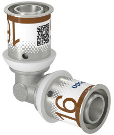Uponor S-Press Plus knie 90° - pers x pers - 16mm x 16mm - messing - Kiwa