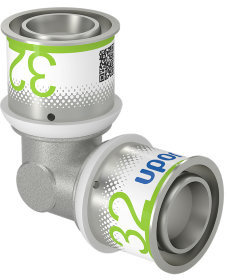Uponor S-Press Plus knie 90° - pers x pers - 32mm x 32mm - messing - Kiwa