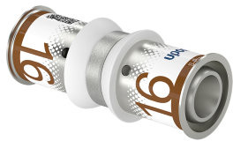 Uponor S-Press Plus koppeling - pers x pers - 16mm x 16mm - messing - Kiwa