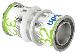 Uponor S-Press Plus koppeling - pers x pers - 32mm x 32mm - messing - Kiwa