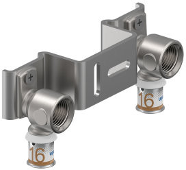 Uponor S-Press Plus montagebeugel + muurplaten - pers x binnendraad - 16mm x 1/2" - hoh 120mm - Smart Aqua - Kiwa - Gemini afbeelding