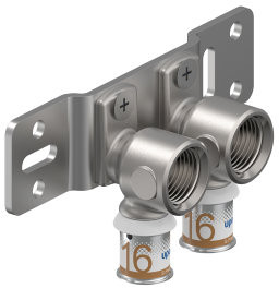 Uponor S-Press Plus montagebeugel + muurplaten - pers x binnendraad - 16mm x 1/2" - hoh 35mm - Smart Radi - Kiwa afbeelding