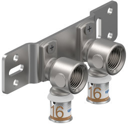 Uponor S-Press Plus montagebeugel + muurplaten - pers x binnendraad - 16mm x 1/2" - hoh 50mm - Smart Radi - Kiwa afbeelding
