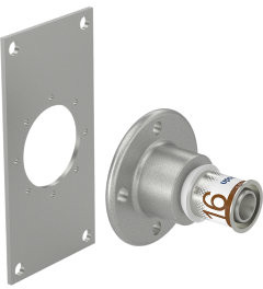 Uponor S-Press Plus muurplaat muurdoorvoer - filetage femelle x pers - 1/2" x 16mm - Smart Aqua - laiton - Kiwa