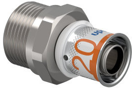 Uponor S-Press Plus overgangs koppeling - buitendraad/klem x pers - 22mm x 20mm - messing - Kiwa
