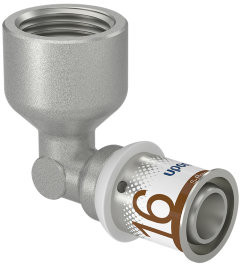 Uponor S-Press Plus schroef coude 90° - filetage femelle x pers - 1/2" x 16mm - laiton - Kiwa