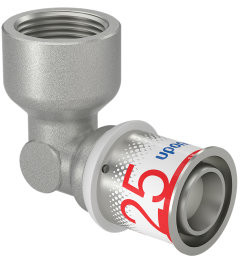 Uponor S-Press Plus schroef knie 90° - binnendraad x pers - 3/4" x 25mm - messing - Kiwa