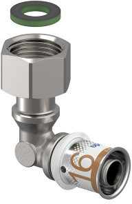 Uponor S-Press Plus schroef coude 90° - Raccord union - filetage femelle x pers - 1/2" x 16mm - laiton - Kiwa