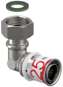 Uponor S-Press Plus schroef coude 90° - Raccord union - filetage femelle x pers - 3/4" x 25mm - laiton - Kiwa