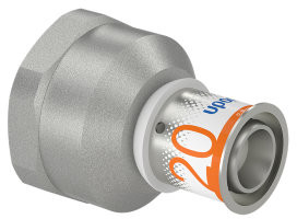 Uponor S-Press Plus schroef koppeling - binnendraad x pers - 1" x 20mm - messing - Kiwa