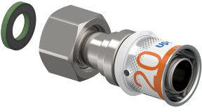 Uponor S-Press Plus schroef koppeling - Wartel - binnendraad x pers - 1/2" x 20mm - messing - Kiwa