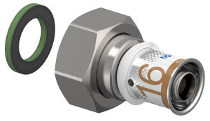 Uponor S-Press Plus schroef raccord - Raccord union - filetage femelle x pers - 3/4" x 16mm - laiton - Kiwa