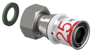 Uponor S-Press Plus schroef koppeling - Wartel - binnendraad x pers - 3/4" x 25mm - messing - Kiwa